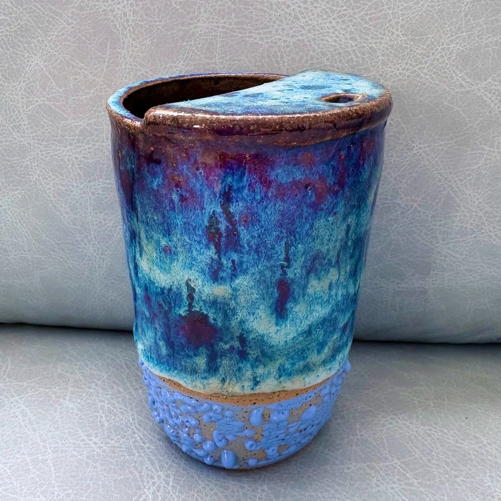Blue Glaze Ceramic Clay Tumbler 🩵🦋